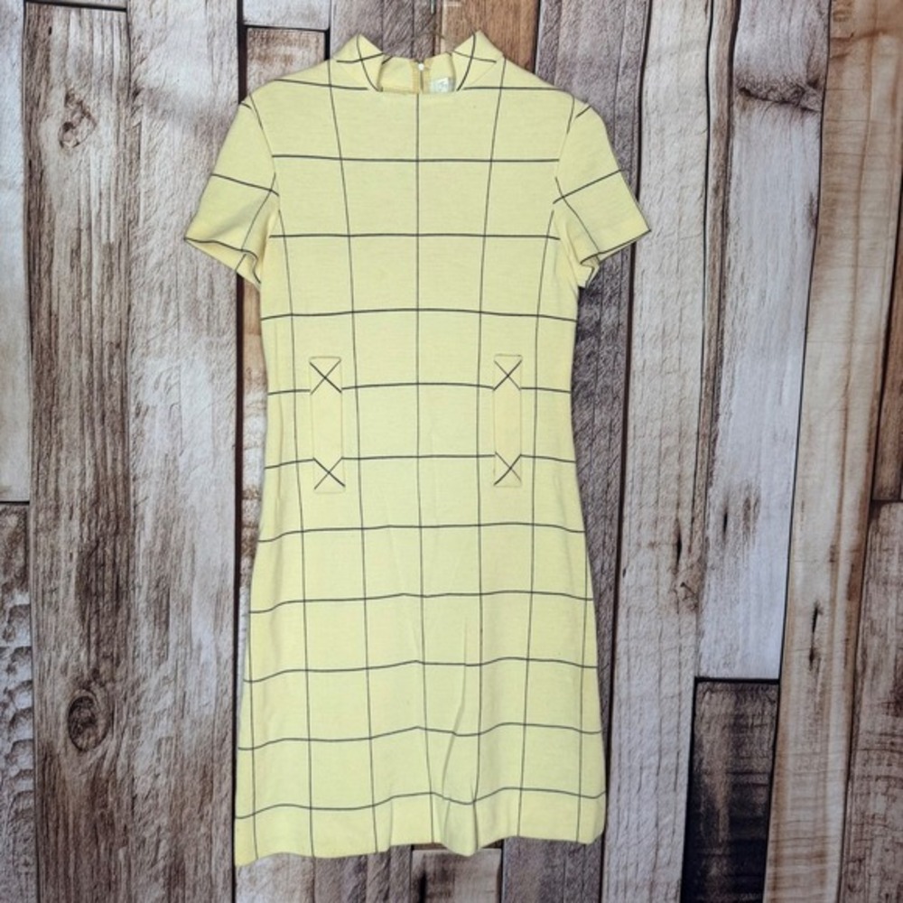 Francesca for Damon Dress Vintage Windowpane Knit Mod Italian Twiggy‎ Size 10